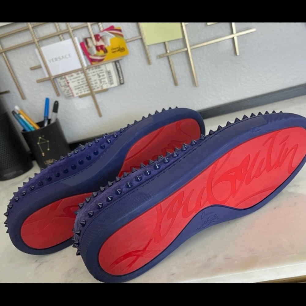 Authentic Christian Louboutin Suede Boat Shoes Purple